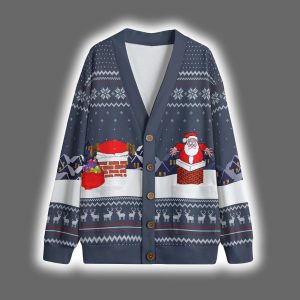 Santa Stuck In The Chimney Christmas Cardigan