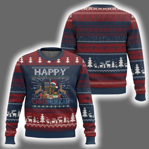 Happy Chrismukkah Funny Jewish Chanukah Ugly Christmas Sweater