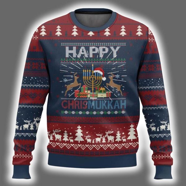 Happy Chrismukkah Funny Jewish Chanukah Ugly Christmas Sweater 2