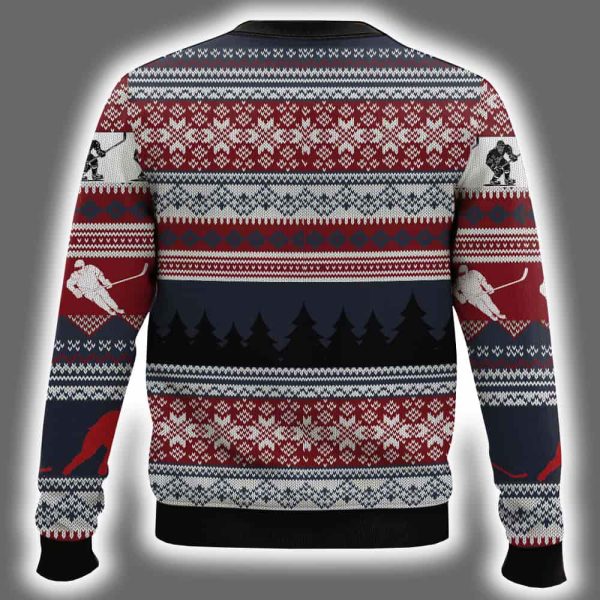Hockey Santa Checking It Once Checking It Twice Ugly Christmas Sweater 3