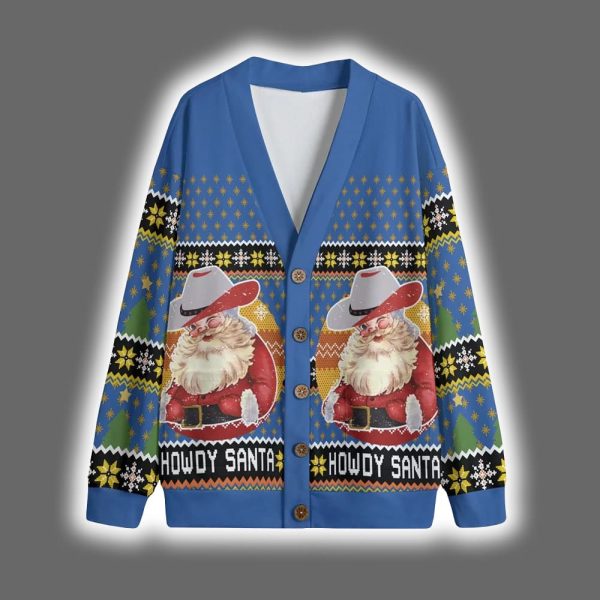 Howdy Santa Retro Ugly Christmas Cardigan 3