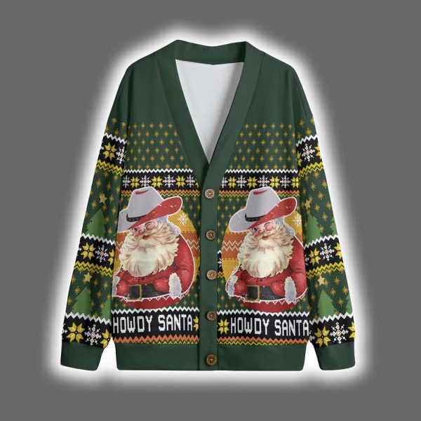 Howdy Santa Retro Ugly Christmas Cardigan 5