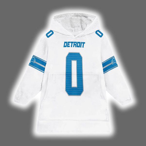 Jahmyr Gibbs 0 Detroit Football Unisex Blanket Hoodie 2