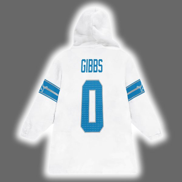 Jahmyr Gibbs 0 Detroit Football Unisex Blanket Hoodie 3