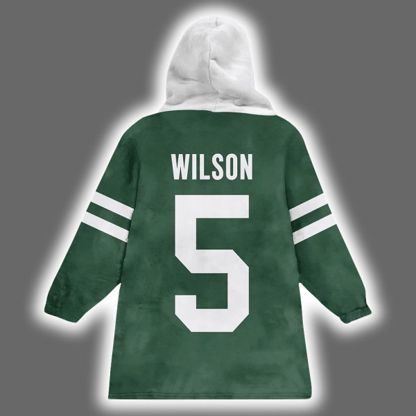 Jets Garrett Wilson 5 Football Unisex Blanket Hoodie 3