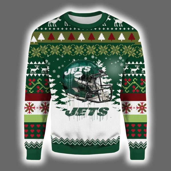 Jets Helmet Ugly Christmas Sweater
