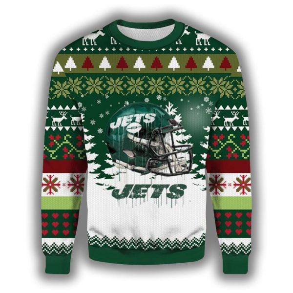Jets Helmet Ugly Christmas Sweater 2