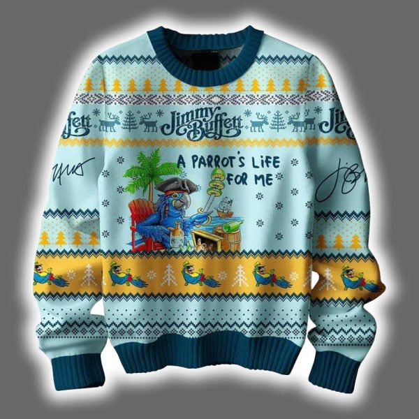 Jimmy Buffett Fins Up Ugly Christmas Sweater 2