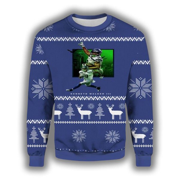 Kenneth Wallker Seahawks Ugly Christmas Sweater 2