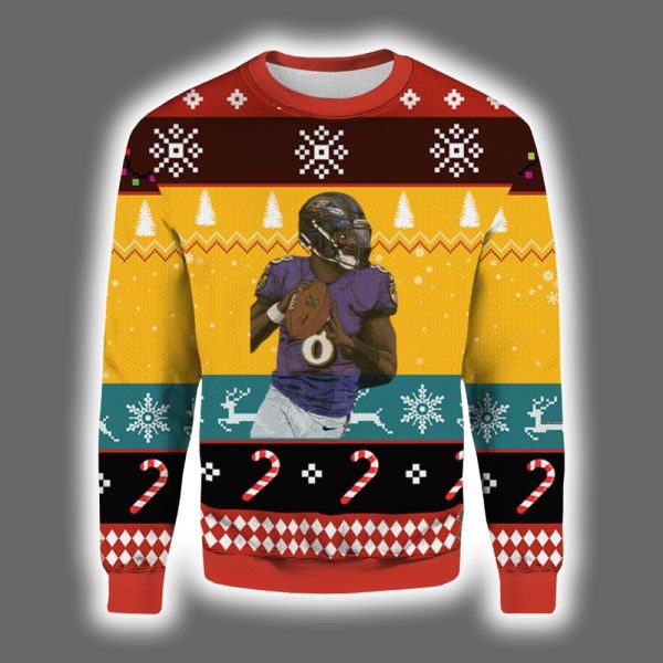 Lamar Jackson #8 Pro Bowler Ugly Christmas Sweater