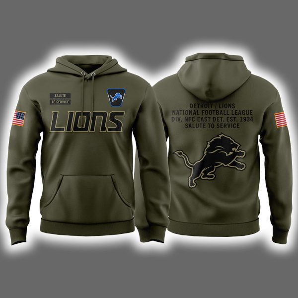 Lions 2025 Salute To Service Hoodie Joggers Cap