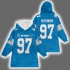 Lions Aidan Hutchinson 97 Football Blanket Hoodie