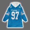 Lions Aidan Hutchinson 97 Football Blanket Hoodie 2