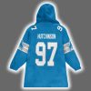 Lions Aidan Hutchinson 97 Football Blanket Hoodie 3