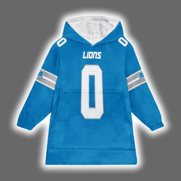 Lions Jahmyr Gibbs 0 Football Unisex Blanket Hoodie 2