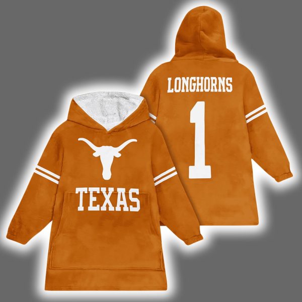 Longhorns 1 Football Unisex Blanket Hoodie