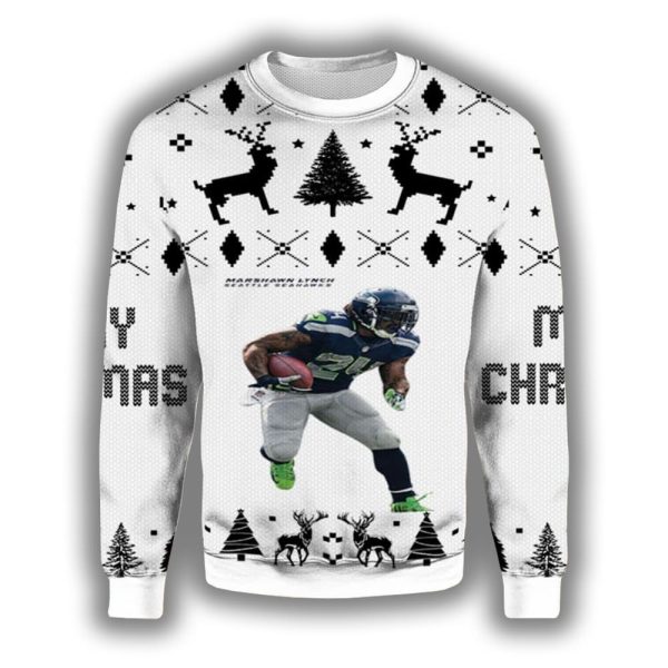 Marshawn Lynch Seahawks Ugly Christmas Sweater 2