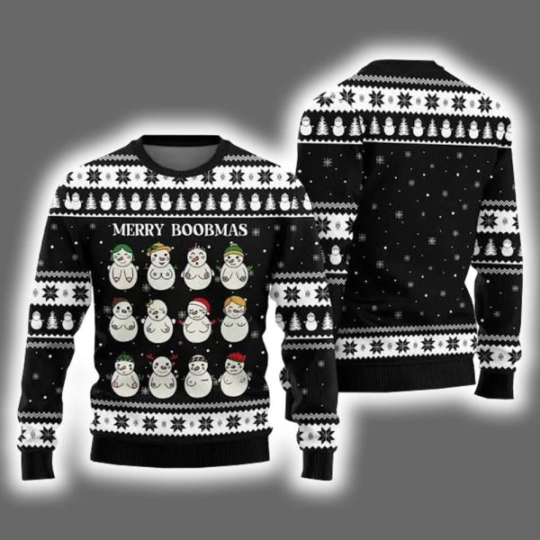 Merry Boobmas Snowman Ugly Christmas Sweater 2