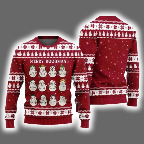 Merry Boobmas Snowman Ugly Christmas Sweater 3