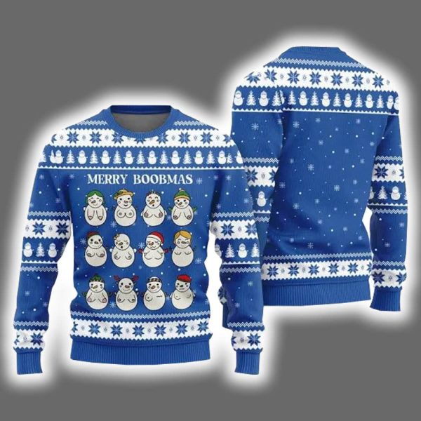 Merry Boobmas Snowman Ugly Christmas Sweater 4