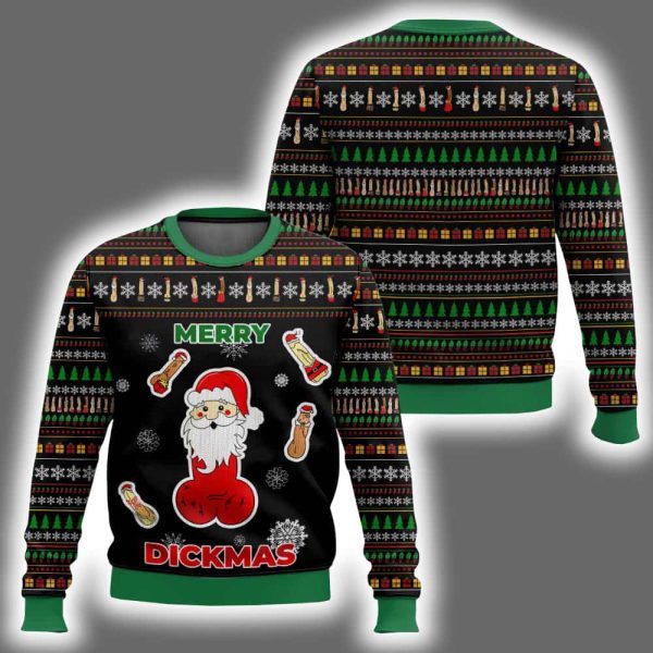 Merry Dickmas Funny Santa Ugly Christmas Sweater