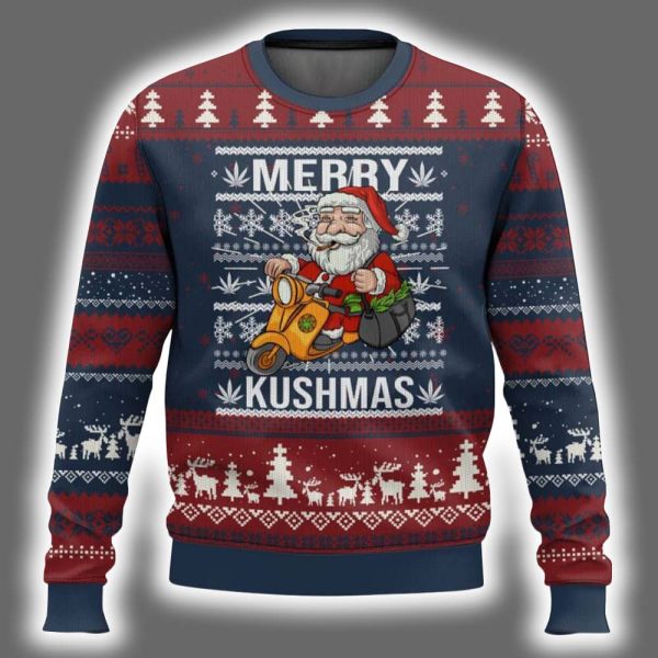 Merry Kushmas Santa Smoking Ugly Christmas Sweater 2