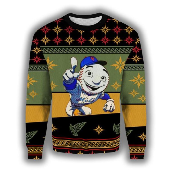 NY Mets Lets Go Ugly Christmas Sweater 2