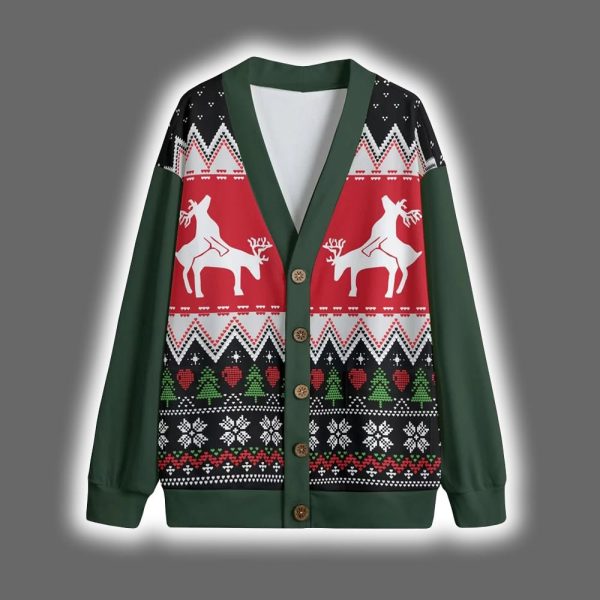 Naughty Reindeer Couple Christmas Cardigan 2