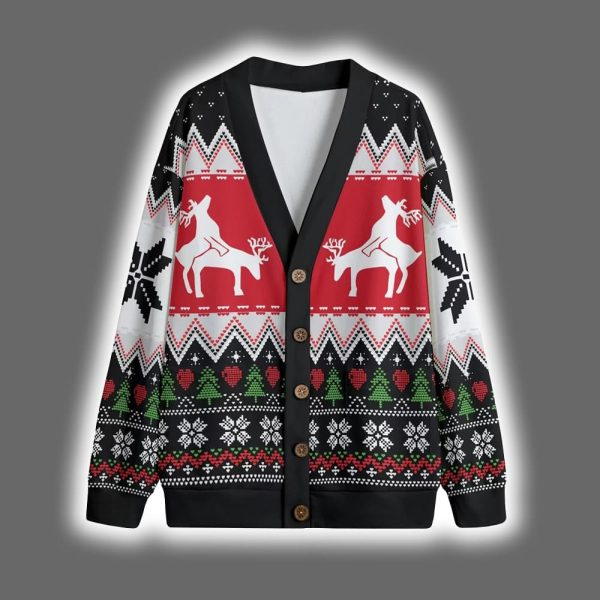 Naughty Reindeer Couple Christmas Cardigan 5
