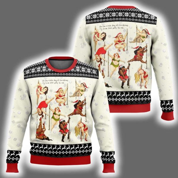 Nine Ladies Dancing Sexy Christmas Funny Ugly Christmas Sweater