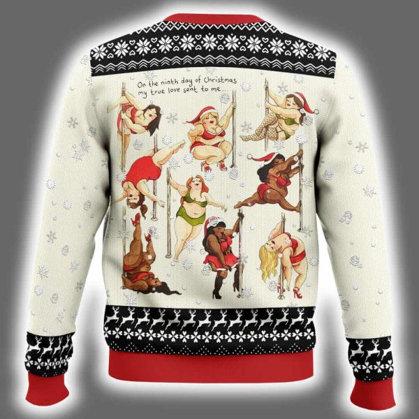 Nine Ladies Dancing Sexy Christmas Funny Ugly Christmas Sweater 3