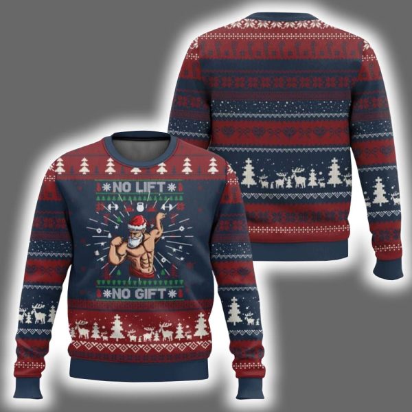 No Lift No Gift Santa Gym Coach Ugly Christmas Sweater