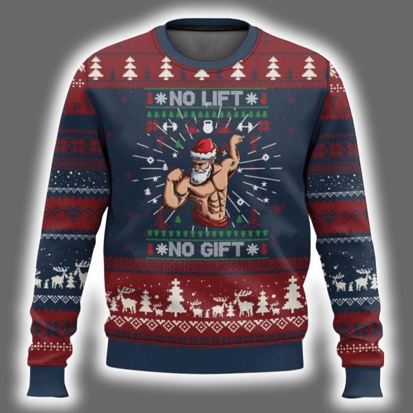 No Lift No Gift Santa Gym Coach Ugly Christmas Sweater 2