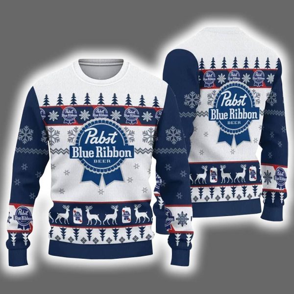 Pabst Blue Ribbon Beer Ugly Christmas Sweater
