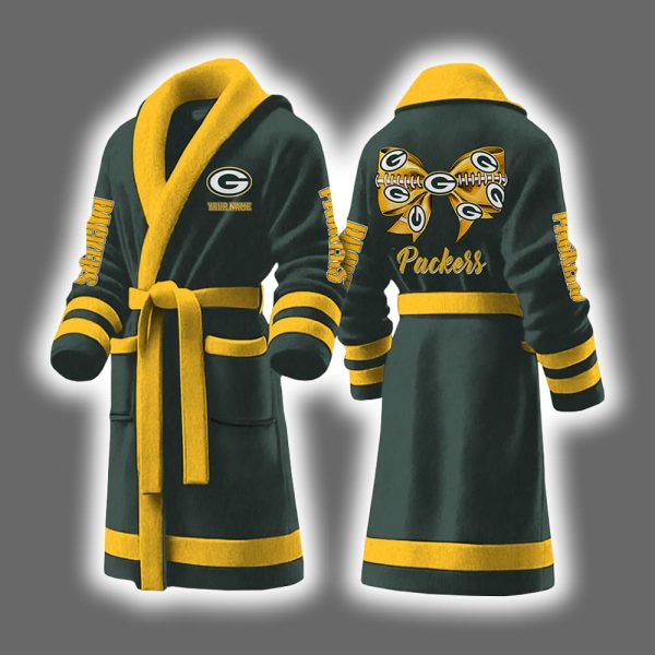 Packers Bow Tie Personalized Bathrobe