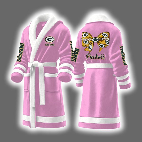 Packers Bow Tie Personalized Bathrobe 3