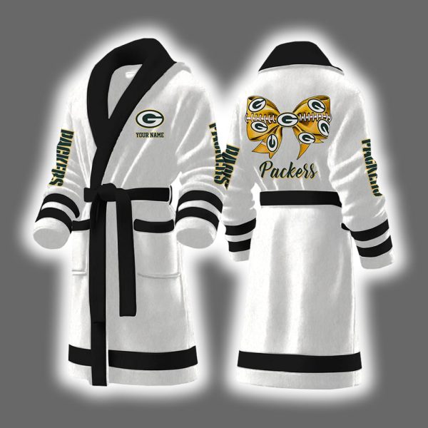 Packers Bow Tie Personalized Bathrobe 4