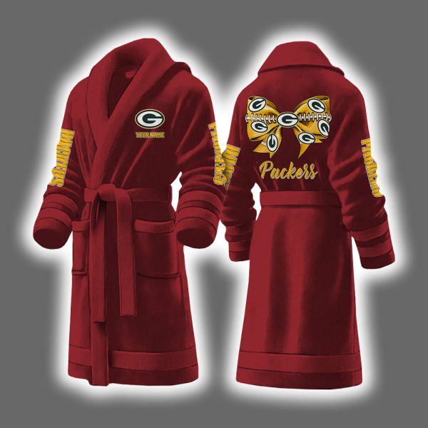 Packers Bow Tie Personalized Bathrobe 6