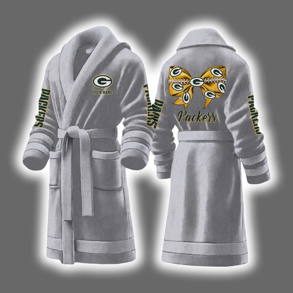 Packers Bow Tie Personalized Bathrobe 7
