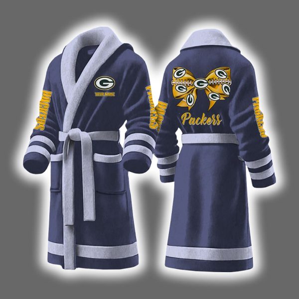 Packers Bow Tie Personalized Bathrobe 8