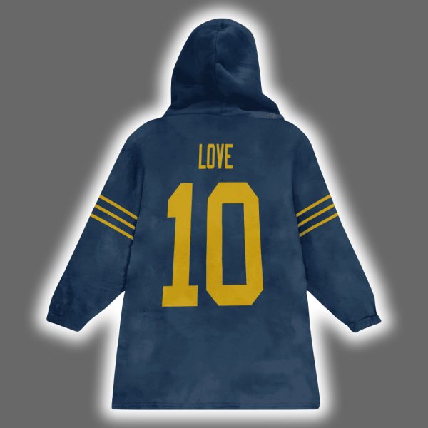 Packers Captain Jordan Love 10 Football Blanket Hoodie 3