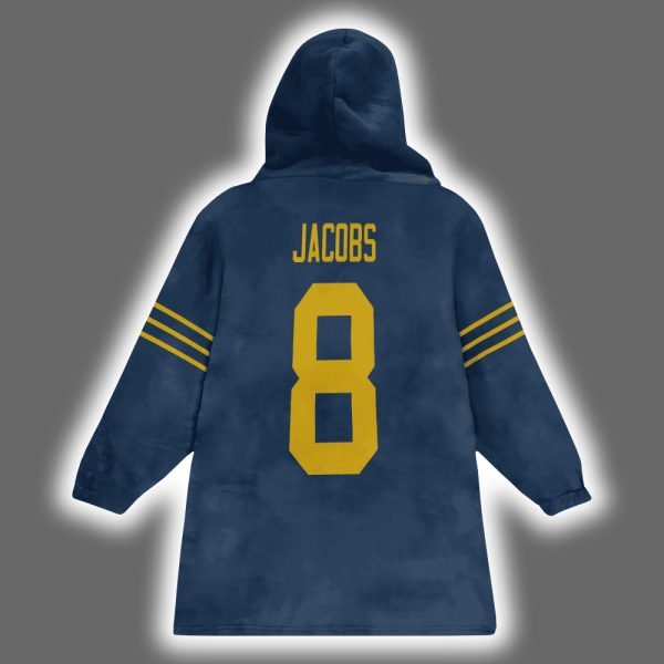 Packers Captain Josh Jacobs 8 Football Blanket Hoodie 3
