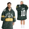 Packers Jordan Love 10 Football Unisex Blanket Hoodie 2