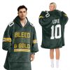 Packers Love 10 Bleed Green Gold Football Unisex Blanket Hoodie 2