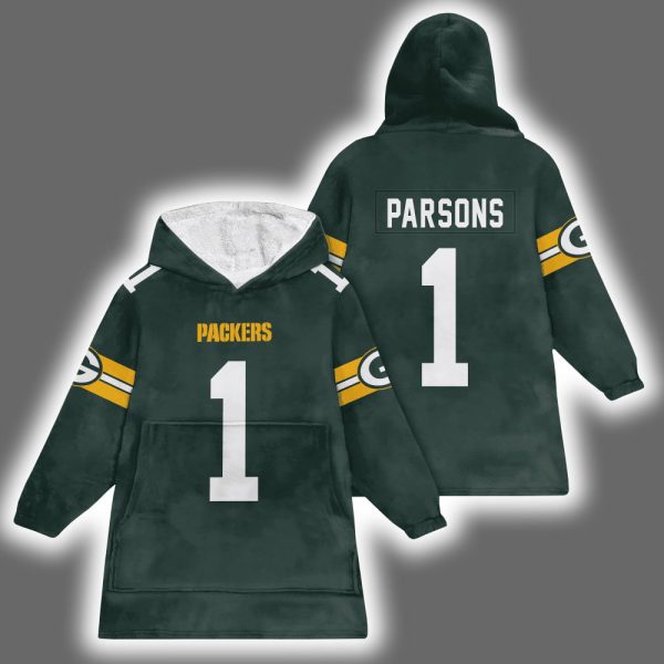 Packers Micah Parsons 1 Football Blanket Hoodie