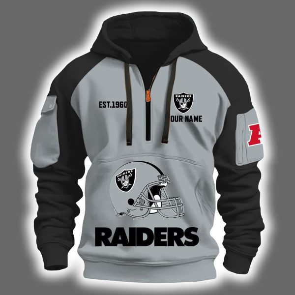 Personalized 2025 Raiders Est 1960 Quarter Zip Hoodie