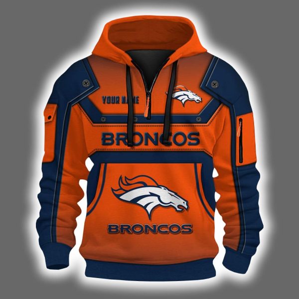 Personalized Broncos Quarter Zip Hoodie