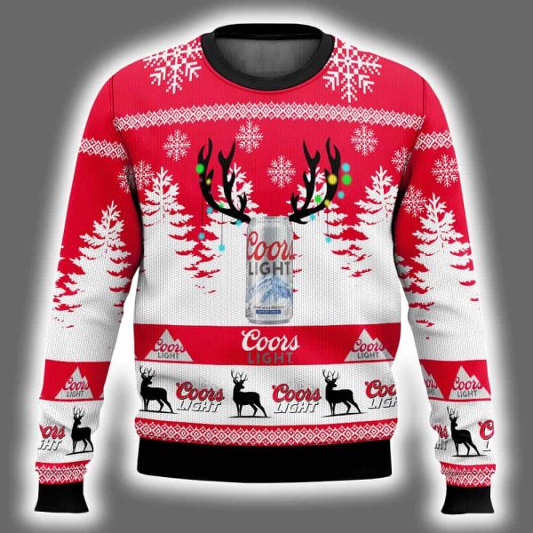 Personalized Deer Coors Light Ugly Christmas Sweater 2
