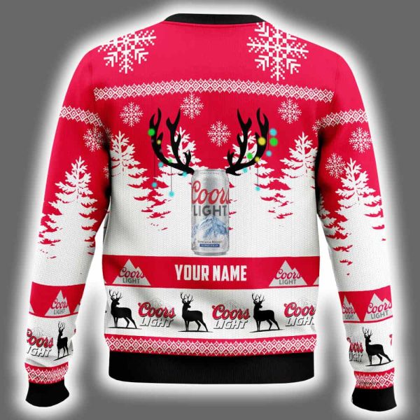 Personalized Deer Coors Light Ugly Christmas Sweater 3
