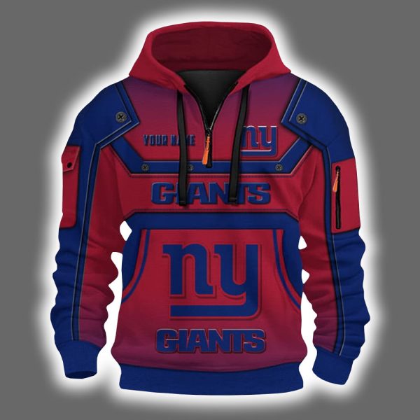 Personalized NY Giants Quarter Zip Hoodie